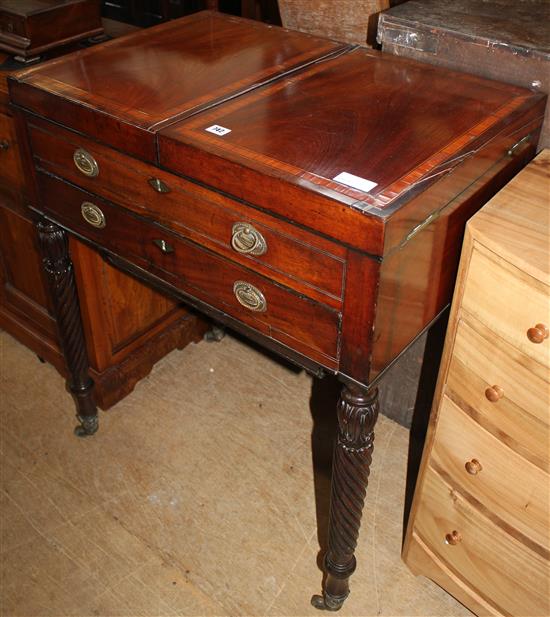 Early 19th Century crossbanded mahogany dressing table, now drinks cabinet(-)